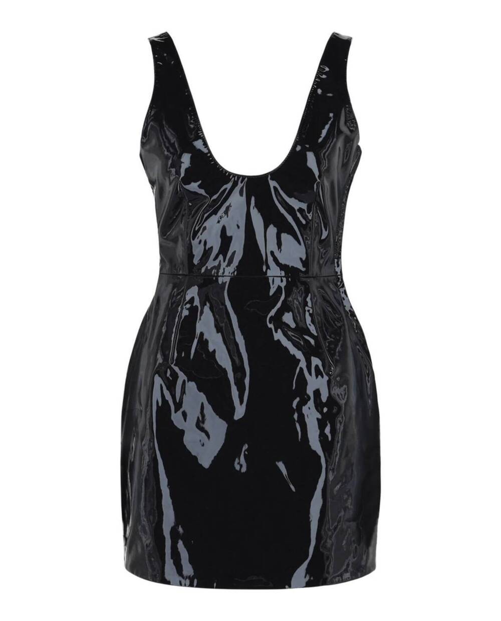 NEW SALVATORE FERRAGAMO women's patent leather mini dress in blue